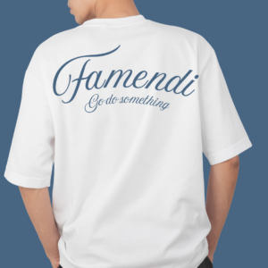 Black and White Creative Typography T-shirt Instagram Post Famendi longsleeve wit met navy blue